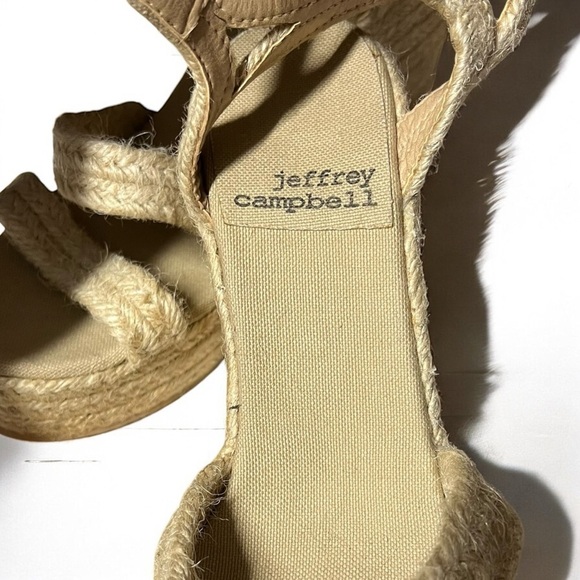 🌻NEW NWOT Jeffrey Campbell "Soffia" Beige 2 Platform Open Wedge Espadrilles 41 - Picture 8 of 10